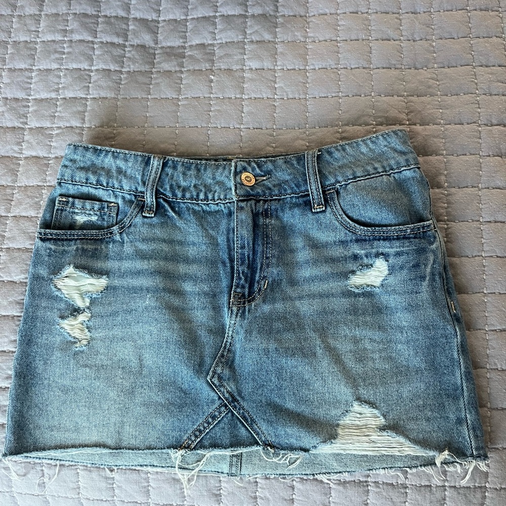 Hollister Blue Distressed Mini Skirt